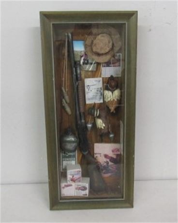 Framed Hunting &  Fishing Shadow Box...13"x27"x4"