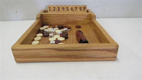 Assorted Dice Games & Wood Game Board