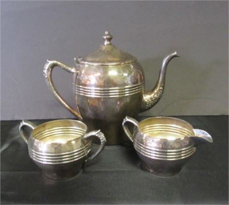 Collectible Silver On Copper Coffee Serving Trio