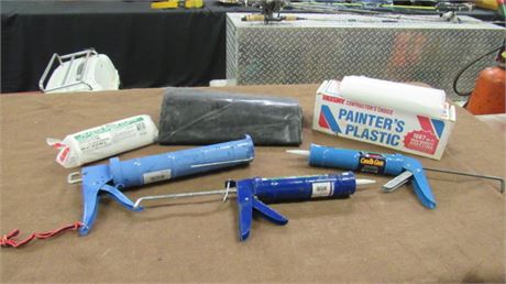 Assorted Painters Plastic & Caulking Guns