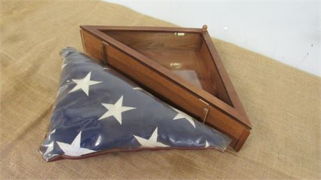 Veterans Flag & Wood Case