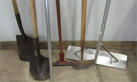 Assorted Landscaping Tools & Snow Roof Rake