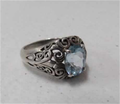 Cool Sterling Silver Ring with Blue Stone...9sz