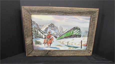 Unique Horse/Rider/Railroad Print By Foggs...21x15