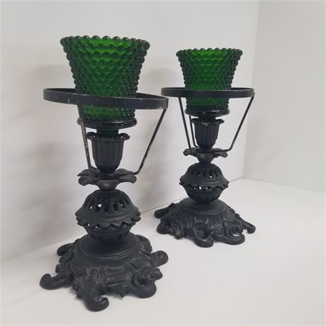 Vintage Cast Iron Candle Holders