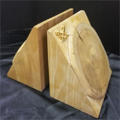 Natural Wood Book Ends