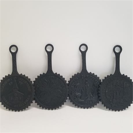 Vintage Christmas Cast Iron Trivets