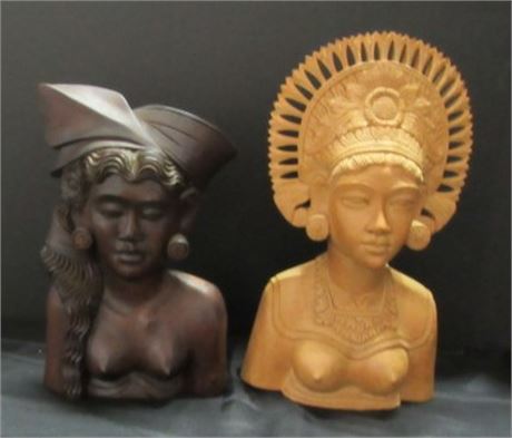 Balinese Carved Wooden Busts