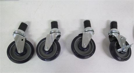 Four Rubber/Nylon Coated Casters for Prep Tables ... 5" dia.