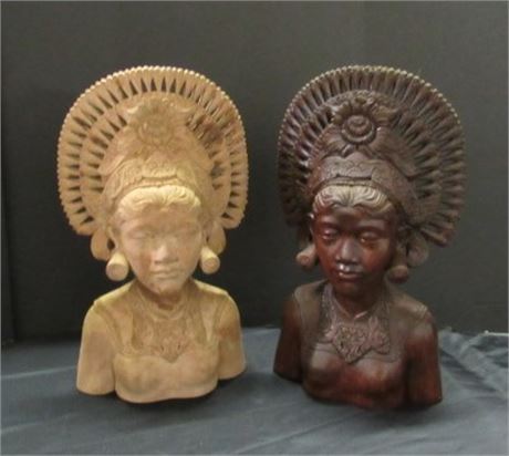 Two Plaster Casts of Wood Carvings From Bali