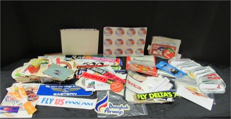 Collectable Vintage Airline Stickers and Baggage Tags, etc.