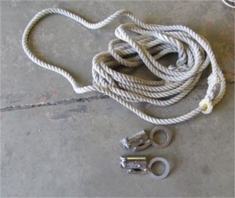 Fall Safety Rope w/ Sliding Lanyard Attachment Rings