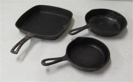 Three Clean Cast Iron Skillets