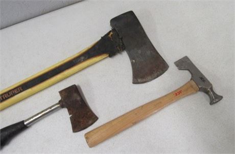 Axe, Hatchet, and a Roofing Hammer