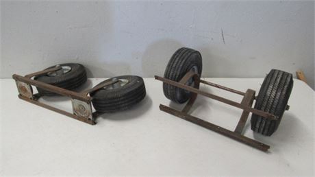 Flat Cart Wheels Mounted in Two Brackets