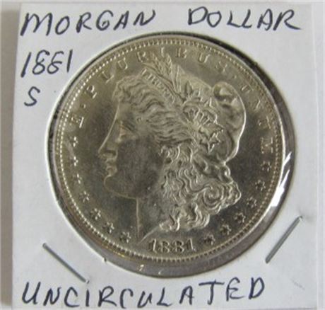 1881 S Uncirculated Morgan Silver Dollar