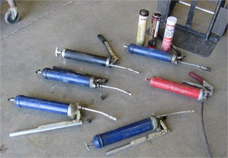 6 Grease Guns and Three Tubes of Grease