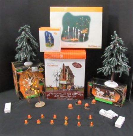 Second of 3 Lots of Halloween Village Items by Department 56 and Lemax