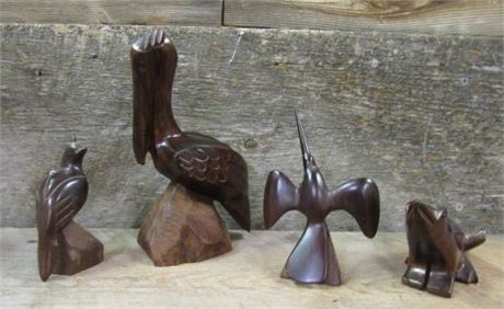 4 Carved Wood Statuettes