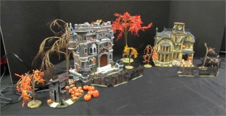 Third of 3 Lots of Halloween Village Items by Department 56 and Lemax