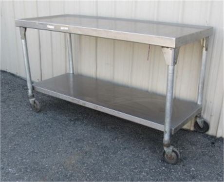 Rolling Stainless Steel Table - 60x24x34