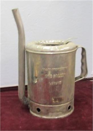 Vintage One Gallon Stoppered Oil Can w/ Hinged Spout