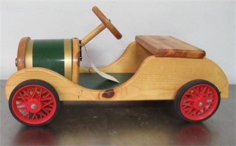 Vintage Oak Ride On Toy Car in Mint Condition