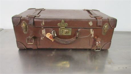 Antique Leather Suitcase - 24x9x13