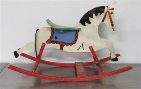 Vintage Wooden Rocking Horse - 38x13x23