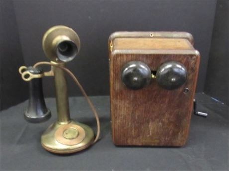 Antique Telephone Handset and Ringer Box