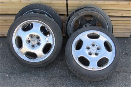 4 Mercedes Wheels & Tires - One Blown Tire - 215/45 R17