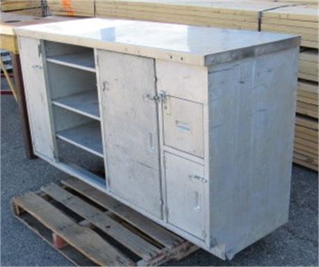 Aluminum Cabinet w/ Stainless Steel Work Top - 63x24x36