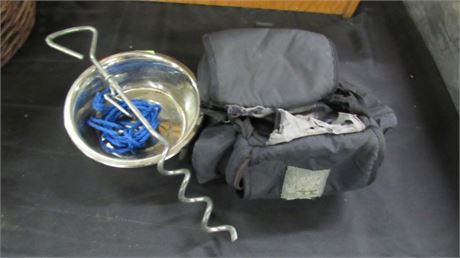 Dog Saddlebags, Tie-Out Stake/Lead,/Water Dish