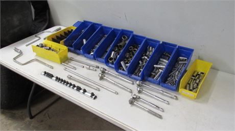 Assorted SAE & Metric Sockets/Drives/Extensions...Includes Trays