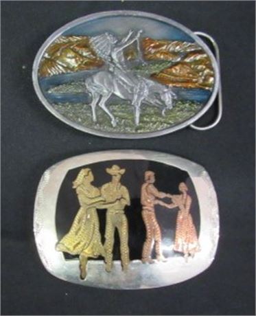 2 Silver Belt Buckles