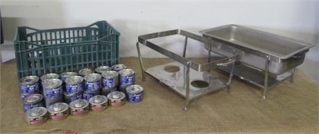 2 Chafing Pan Racks w/ Approx. 29 Cans of Fuel