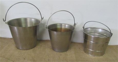 3 Stainless Steel Pails