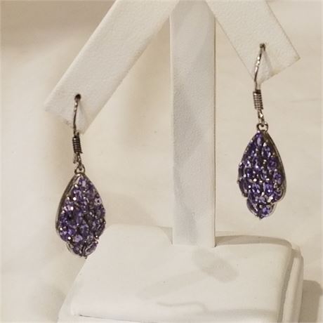 Sterling Silver 2.66ctw Tanzanite Marquis Earrings