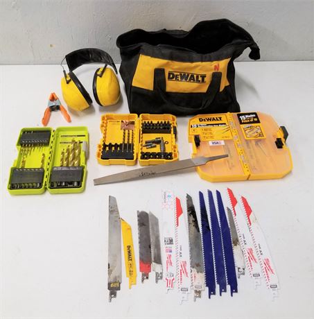 Assorted Hand Tools & Dewalt Bag