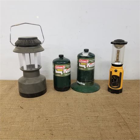 Coleman Outdoor Lamps & Full Propane Bottles