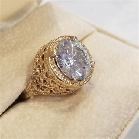 Whopping! 6ct Genuine Moissanite 14k Gold Custom Made Ring...Sz 4