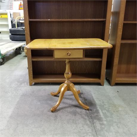 Vintage Wood Drop Leaf Table w/ Drawer