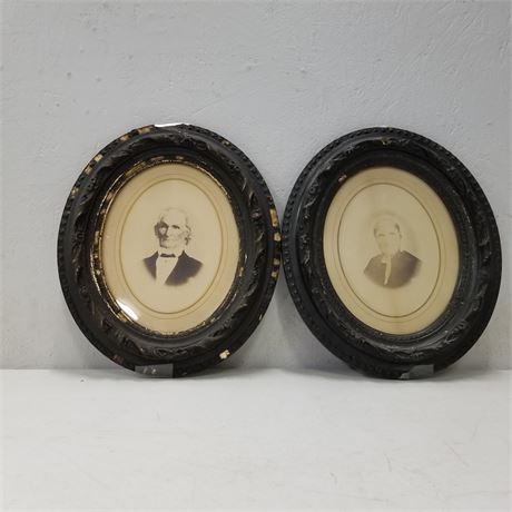 Vintage Wood Framed Oval Portraits