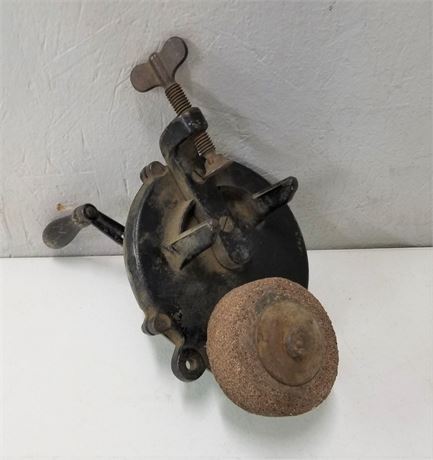 Antique American Hand Crank Bench Grinder