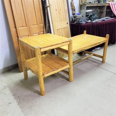 Log Style Shelved Media Table/Stand