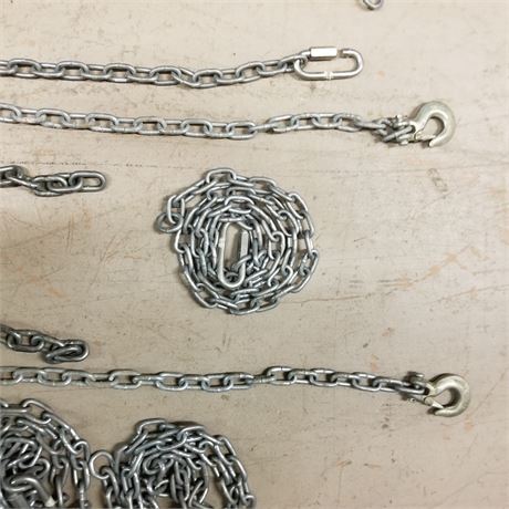 Assorted Chains w/ Couplers & Hooks