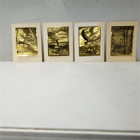 4 R.H. Palenske Gold Foil Etched Prints...9"x8"