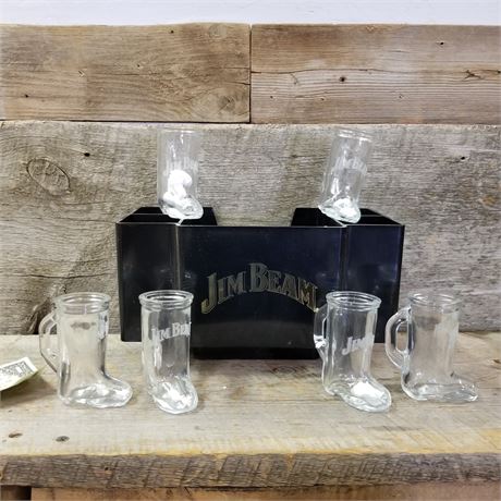 Jim Beam Bar Shot Glasses & Bar Caddy... Holiday Party Ready!