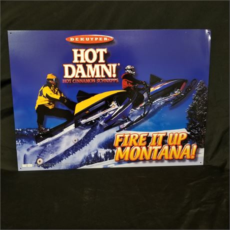 Cool Retro Metal Hot Damn Snowmobile Sign