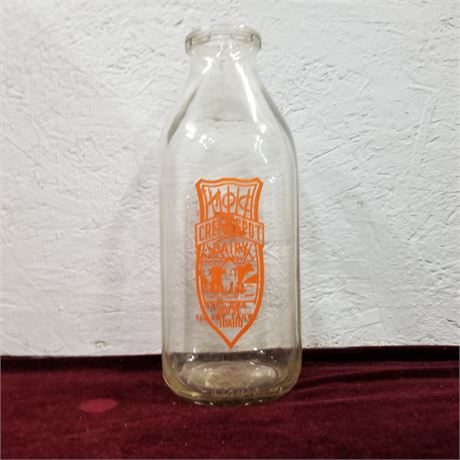 Vintage Cream Spot Dairy Bottle